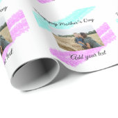 シンプルグリッターピンクブルーのお母さん日の名前を追加phot ラッピングペーパー (ロールコーナー)