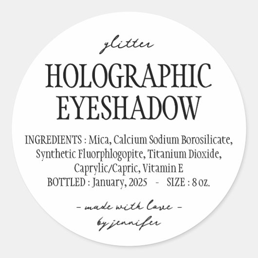 シンプルグリッターホログラフィックアイシャドウ成分 ラウンドシール (正面)