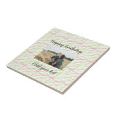 シンプルグリッター赤い緑あなたの写真の誕生日を追加 タイル (側面)