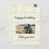 シンプルグリッター赤い緑あなたの写真の誕生日を追加 ポストカード (正面/裏面)