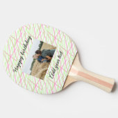 シンプルグリッター赤い緑あなたの写真の誕生日を追加 卓球ラケット (横)