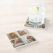 シンプルグリッドコラージュ4 4枚 ガラスコースター (アングル)