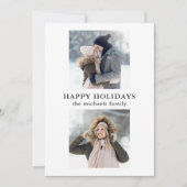シンプルグリッド2枚フォトブラックとホワイトホリデー シーズンカード (正面)