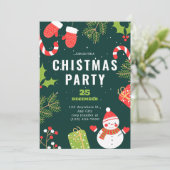 シンプルグリーティングクリスマスパーティー赤と緑おもしろい シーズンカード (スタンド正面)