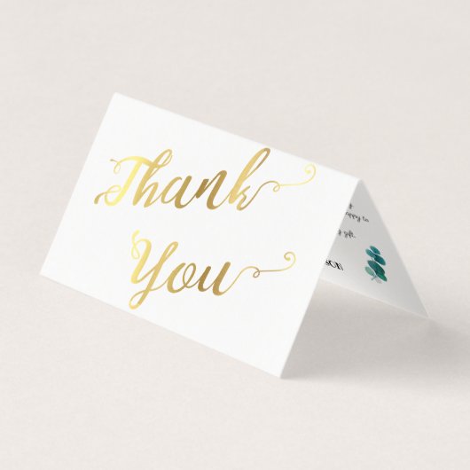 シンプルグリーナリーユーカリ金ゴールドサンキューカード (正面)