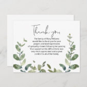 シンプルグリーナリー葬儀サンキューノートカード サンキューカード (正面/裏面)