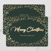 シンプルグリーンとゴールドフォイルクリスマスカード シーズンカード (正面/裏面)