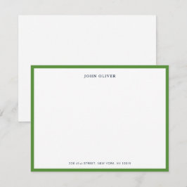 シンプルグリーンとネイビフォーマルーのノートカード サンキューカード