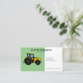 シンプルグリーンとホワイトの農場用トラクタ 名刺 (スタンド正面)