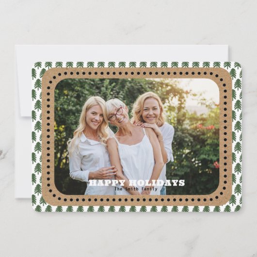 シンプルグリーンとホワイトクリスマスツリー シーズンカード (正面)