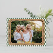 シンプルグリーンとホワイトクリスマスツリー 箔シーズンカード (立ち正面)