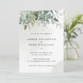 シンプルグリーンと金ゴールドグ離れレリー結婚ズ 招待状 (スタンド正面)