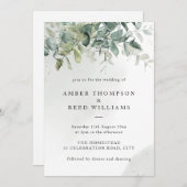 シンプルグリーンと金ゴールドグ離れレリー結婚ズ 招待状 (正面/裏面)