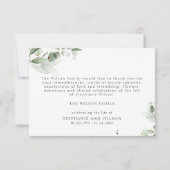 シンプルグリーンのお悔やみ葬儀お礼カード サンキューカード (裏面)