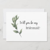 シンプルグリーンのブライズメイド提案 招待状 (正面)