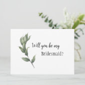 シンプルグリーンのブライズメイド提案 招待状 (スタンド正面)