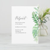 シンプルグリーンの結婚式延期のお知らせ 案内状 (スタンド正面)