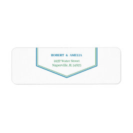 シンプルグリーンアンドブルーカスタム差出人住所 ラベル