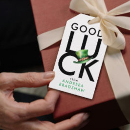 シンプルグリーンアンドホワイトセントパトリックのデイハット ギフトタグ