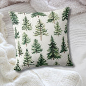 シンプルグリーンウォーターカラーパインホリデイ クッション