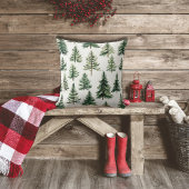 シンプルグリーンウォーターカラーパインホリデイ クッション