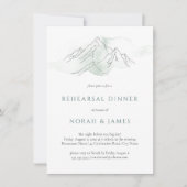 シンプルグリーンウォーターカラーマウンテンリハーサルディナー 招待状 (正面)