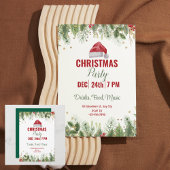 シンプルグリーンウォーター色フローラクリスマスパーティー 招待状