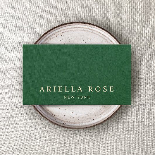 シンプルグリーンエレガントヴィンテージプロフェッショナルリネン 名刺