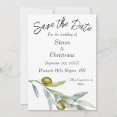 シンプルグリーンオリーブ枝水カラー セーブザデート (正面)