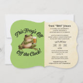 シンプルグリーンカエル退職パーティの招待状 招待状 (正面)