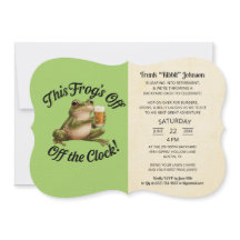 シンプルグリーンカエル退職パーティの招待状