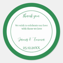 シンプルグリーンカスタムウェディング ラウンドシール