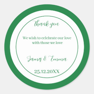 シンプルグリーンカスタムウェディング ラウンドシール
