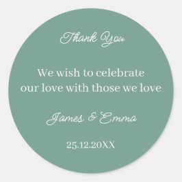 シンプルグリーンカスタムウェディング ラウンドシール