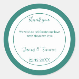 シンプルグリーンカスタムウェディング ラウンドシール