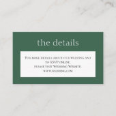 シンプルグリーンクラシック結婚ズの。詳細.ウェブサイト エンクロージャーカード (正面)