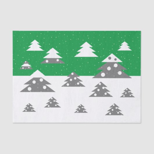 シンプルグリーンクリスマスツリーパターン雪の休日 薄葉紙 (正面)