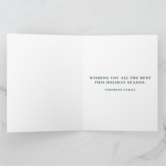 シンプルグリーンクリスマスツリー折り畳みグリーティングカード カード (内部)