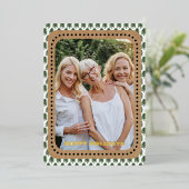 シンプルグリーンクリスマスツリー文字バック 箔シーズンカード (立ち正面)