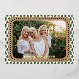 シンプルグリーンクリスマスツリー文字バック 箔シーズンカード