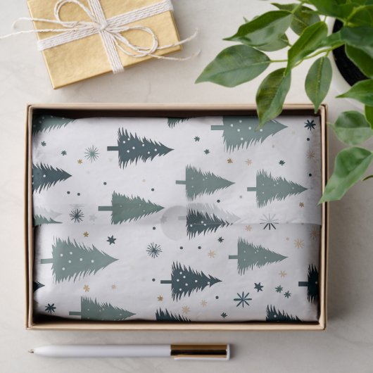 シンプルグリーンクリスマスツリー 薄葉紙 (ギフト)