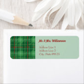 シンプルグリーンクリスマスプレイド差出人住所 ラベル (インサイチュ)