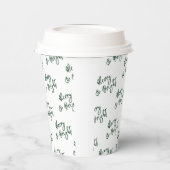 シンプルグリーンクリスマスホリデーカスタム文字パターン 紙コップ (左)