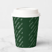 シンプルグリーンクリスマスホリデーカスタム文字パターン 紙コップ (左)