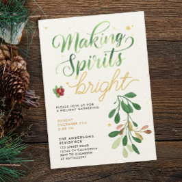 シンプルグリーンクリスマスミスタントウの水色スクリプト 招待状