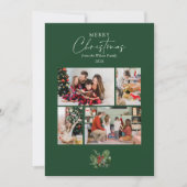 シンプルグリーンクリスマス4フォトコラージグリーングリーナリー シーズンカード (正面)