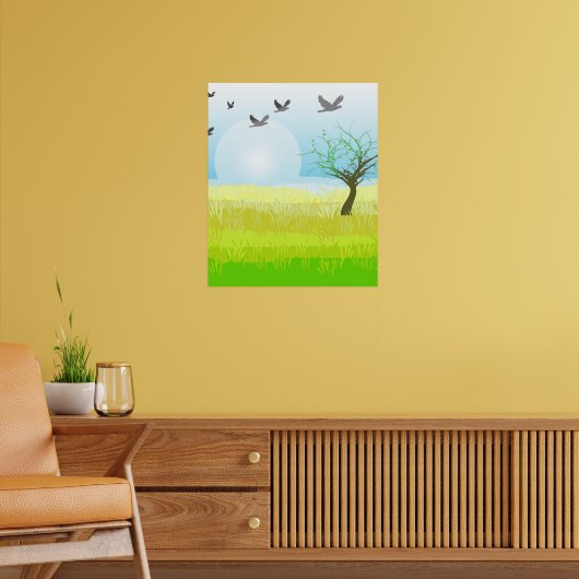 シンプルグリーンサンセットサバンナ ポスター (リビング2)