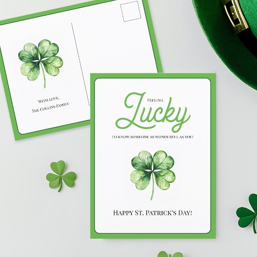 シンプルグリーンシャムロックラックスハッピーSt patricks day シーズンポストカード