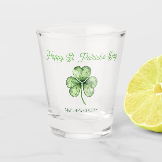 シンプルグリーンシャムロック名ハッピーセントパトリックの日 ショットグラス (正面)
