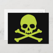 シンプルグリーンスカルとクロスボーン ポストカード (正面/裏面)